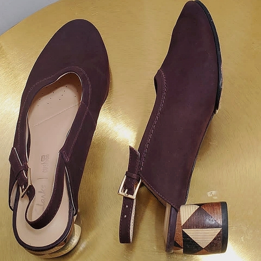 Clarks Grace Amelia Red/ Wine Colour Women's Slingback Mules Size 8M Leather.🌴✌